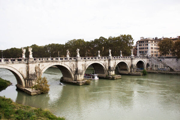 bridge over the Tiber River in Rome, Italy