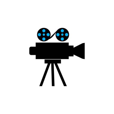 Film ve kamera simgesi logosu, vektör tasarımı illüstrasyonu 