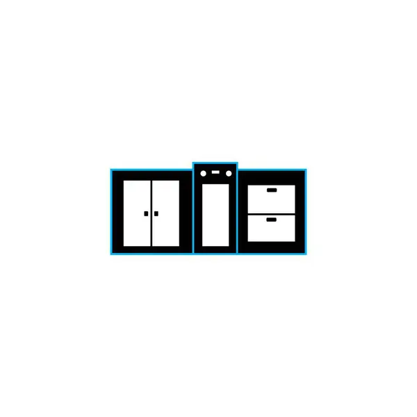 Λογότυπο Εικονιδίου Συνόλου Κουζίνας Εικονογράφηση Διανυσματικού Σχεδιασμού — Διανυσματικό Αρχείο