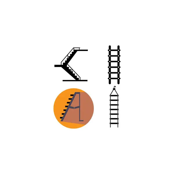 梯子と階段のロゴテンプレートベクトルアイコンイラストデザイン — ストックベクタ