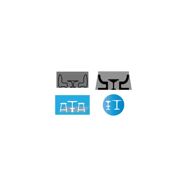 椅子とテーブルのロゴテンプレートベクトルアイコンイラストデザイン — ストックベクタ