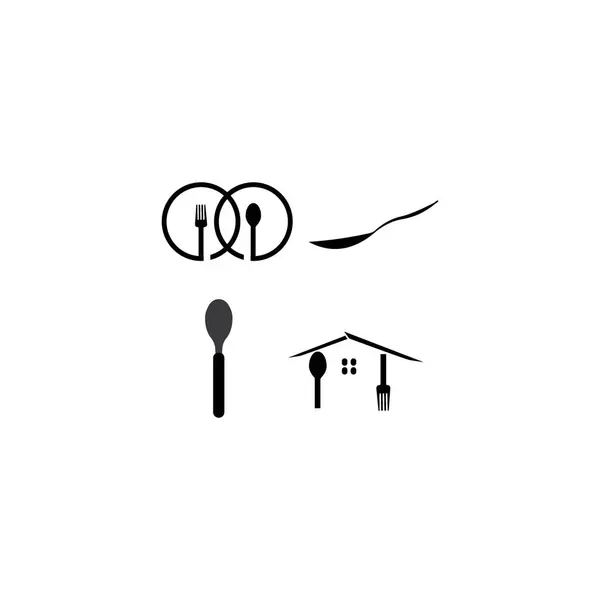 Spoon Icona Logo Vettoriale Illustrazione Design — Vettoriale Stock