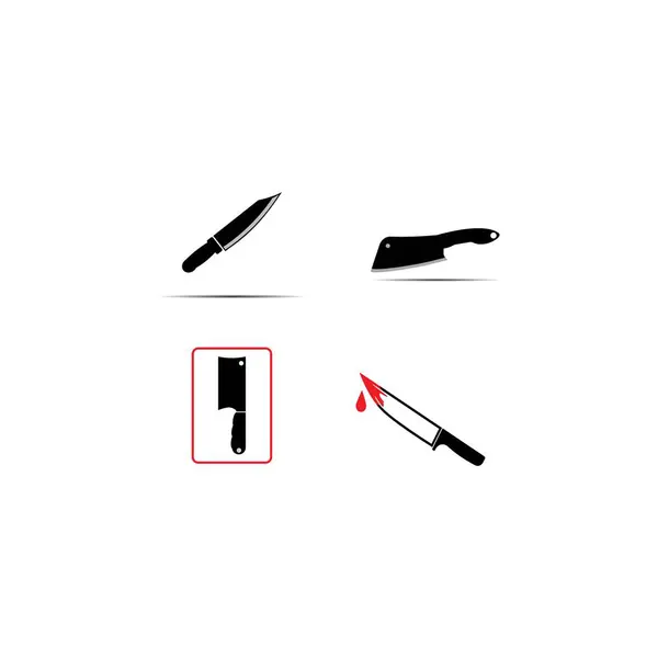 Kuchyňské Nože Vektorové Ikony Set Ilustrační Design — Stockový vektor