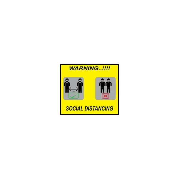 保持距离 预防大肠病毒的社会预防措施 带有人物形象的警告标志 — 图库矢量图片