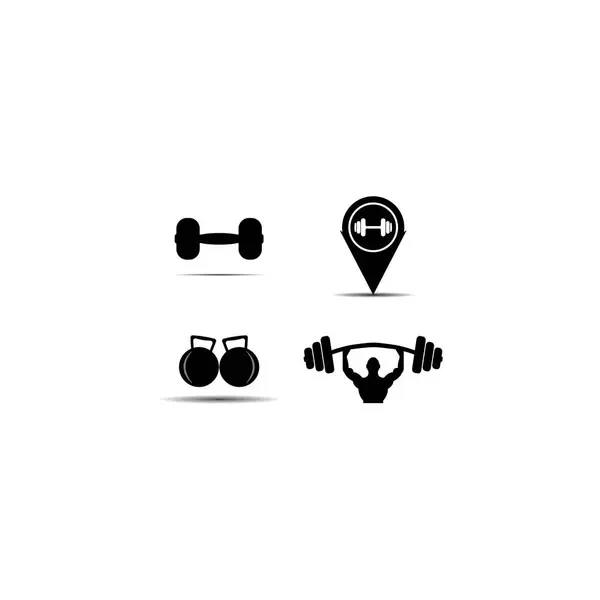 Skivstång Hantel Gym Icon Logo Mall Gym Badge Fitness Logo — Stock vektor