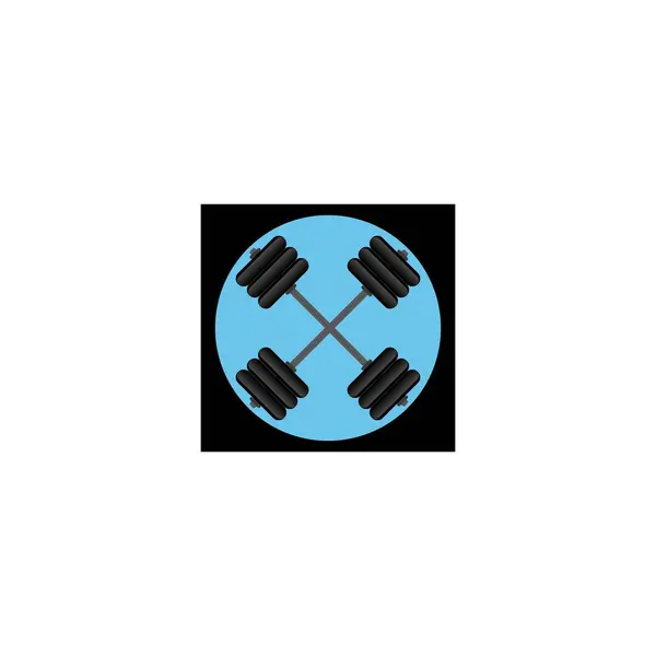 Skivstång Hantel Gym Icon Logo Mall Gym Badge Fitness Logo — Stock vektor