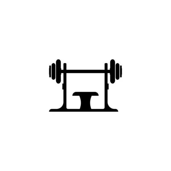 Barbell Dumbbell Gym Icon Λογότυπο Πρότυπο Γυμναστήριο Badge Fitness Σχεδιασμός — Διανυσματικό Αρχείο