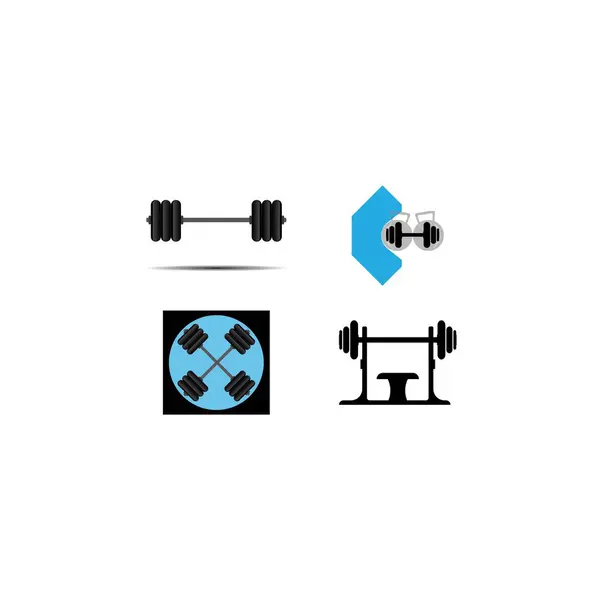 Barbell Dumbbell Tělocvična Icon Logo Šablona Tělocvična Odznak Fitness Logo — Stockový vektor