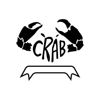 Yengeç simgesi logosu, vektör tasarımı illüstrasyonu