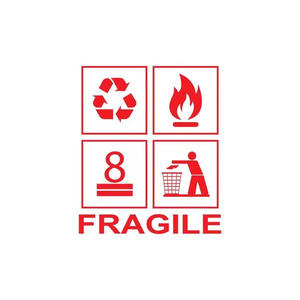 Fragile Logo Icona Vettoriale Concept Design — Vettoriale Stock