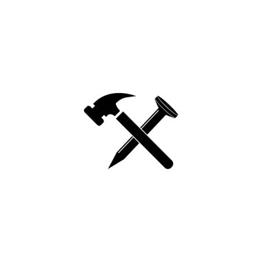 Demir çivi simgesi logo vektör tasarım şablonu