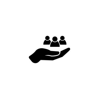 Bir grup insan koruma altındaki simge logosu, vektör tasarımı illüstrasyonu 