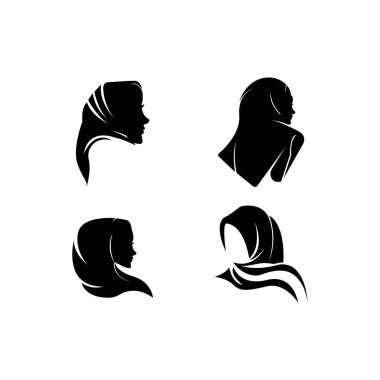 Arap kadın olan Müslüman kadın Türban, çizim vektör siluet. Logo şablonu simgesi Türban mağaza Müslüman mağaza vb için - vektör