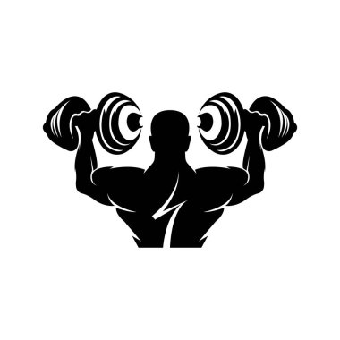 fitness ve halter logosu, vektör illüstrasyon sembolü tasarımı