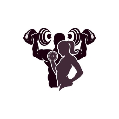 fitness ve halter logosu, vektör illüstrasyon sembolü tasarımı