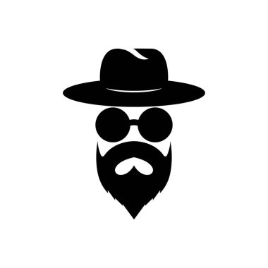Bıyıklı dedektif. Basit simge çizimi.