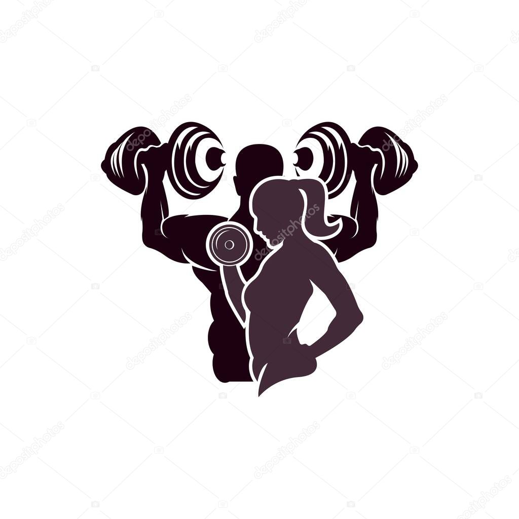 Fitness and weightlifting logo, vector illustration symbol design