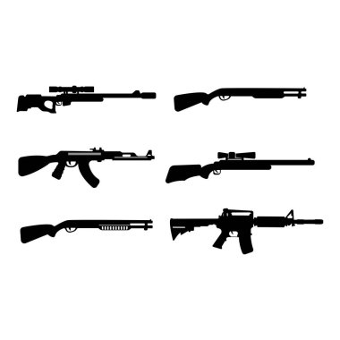 Silah simgesi. Silah vektörü. Askeri ekipman Illüstrasyon Logo şablonu.