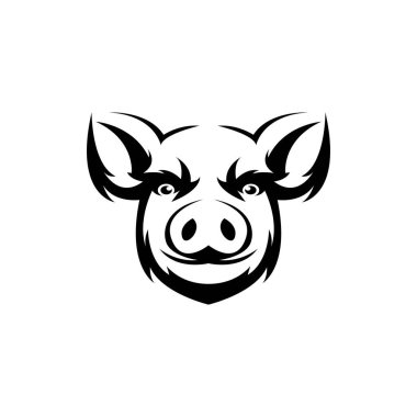 Şişko domuz logo vektörü düz dizaynlı basit simge