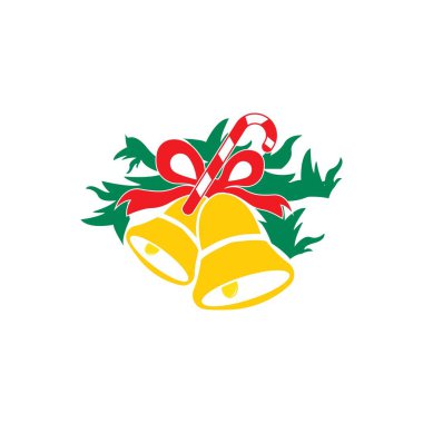 Noel çanları ve süslemeleri simgesi logosu, vektör tasarımı illüstrasyonu