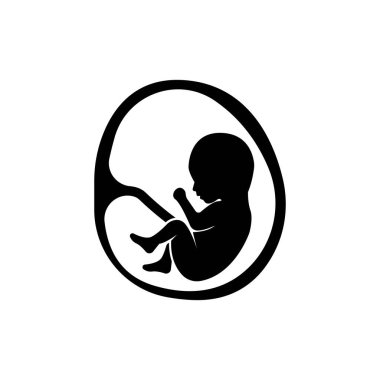 Hamile anne ve fetüs simgesi logosu, vektör tasarımı çizimi