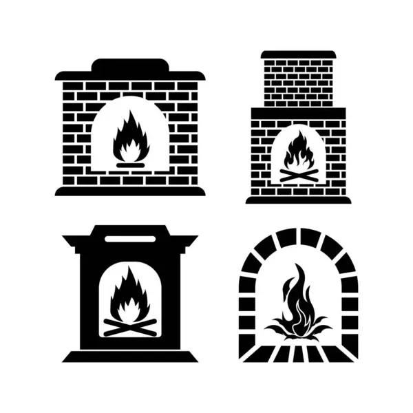 Horno Fuego Icono Logotipo Vector Diseño Plantilla — Vector de stock