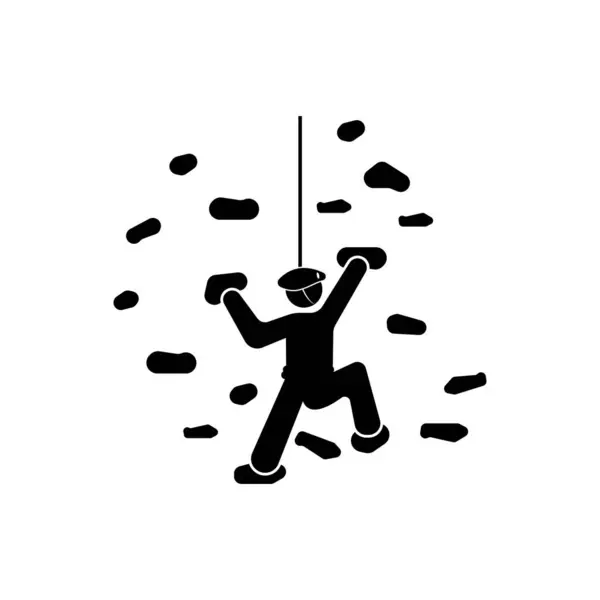 Kaya Tırmanışı Ikonu Vektör Illüstrasyon Logo Şablonu — Stok Vektör