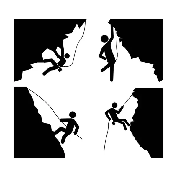 Kaya Tırmanışı Ikonu Vektör Illüstrasyon Logo Şablonu — Stok Vektör