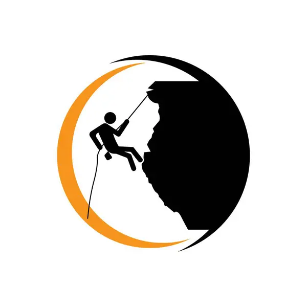Rock Alpinism Icon Vector Ilustrare Logo Șablon — Vector de stoc