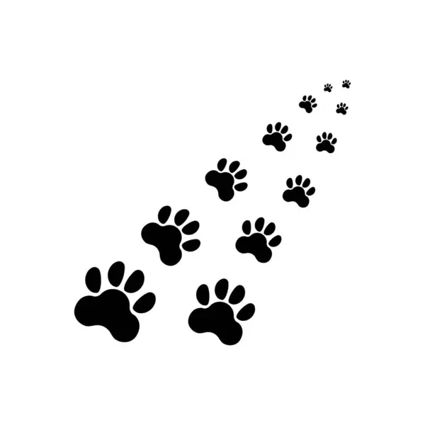 Köpek ya da Kedi Pençesi İzi, Hayvan Ayağı. Düz Vektör Simgesi illüstrasyonu. Beyaz arkaplanda basit siyah simge.