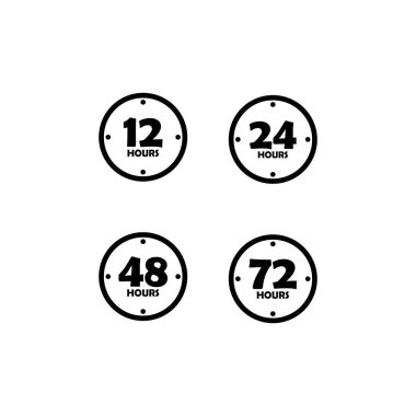 sign of 12, 24, 48 and 72 clock arrow hours logo vector icon illustration design clipart