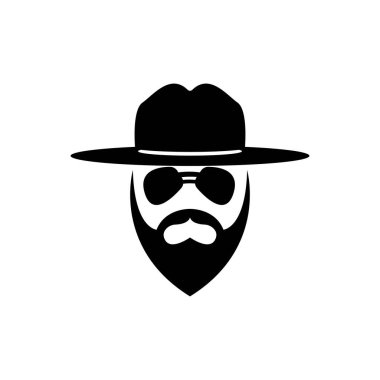 Bıyıklı dedektif. Basit simge çizimi.