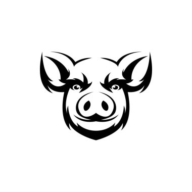 Şişko domuz logo vektörü düz dizaynlı basit simge