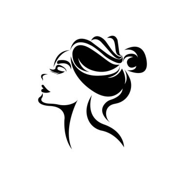 Kadın yüzü simge logo vektör tasarım şablonu