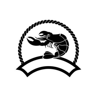 Istakoz karides logosu, ikon vektör illüstrasyon tasarımı