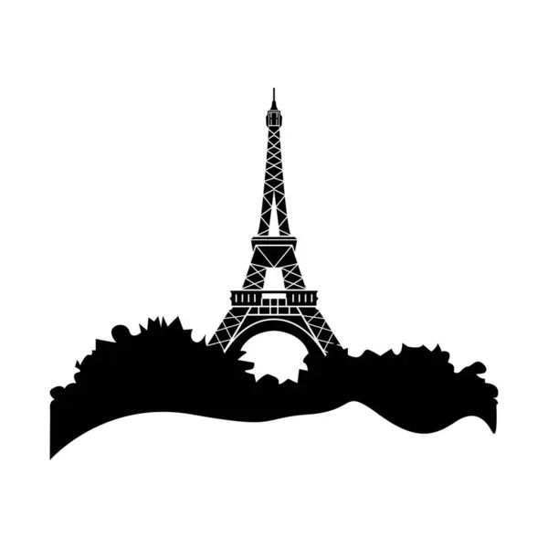 Paris 'teki Eyfel Kulesi. Beyaz arkaplanda izole edilmiş, vektör tasarımı.