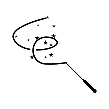 Sihirli şapka ve değnek simgesi, logo illüstrasyon tasarımı