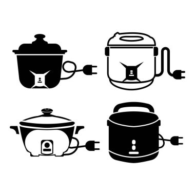 pirinç pişirici simgesi vektör illüstrasyon logo şablonu