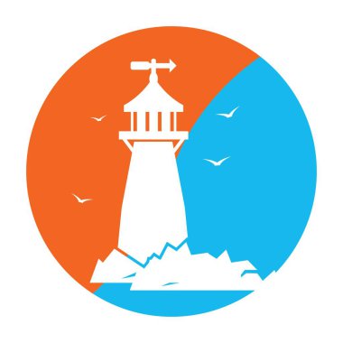 deniz feneri simgesi vektör illüstrasyon logo şablonu