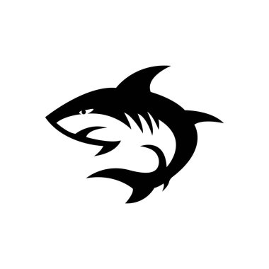 Köpekbalığı logo simgesi, tasarım vektörü illüstrasyonu