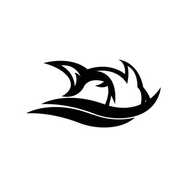 Köpekbalığı logo simgesi, tasarım vektörü illüstrasyonu