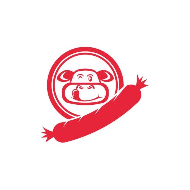 sosis vektör resimleme tasarımı, sosis restoran vektör simgesi