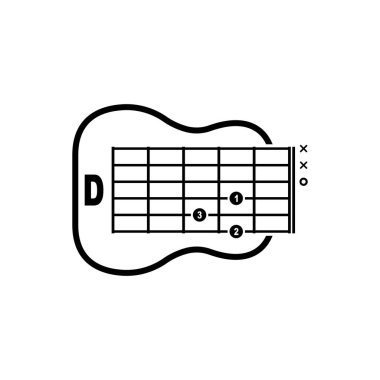 D guitar chord icon. Basic guitar chord vector illustration symbol design clipart