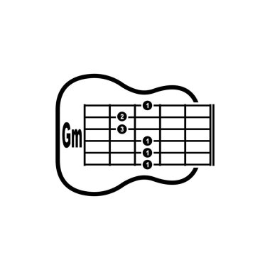 Gm guitar chord icon. Basic guitar chord vector illustration symbol design clipart