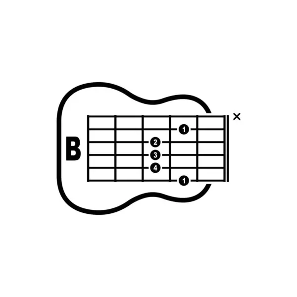 stock vector B guitar chord icon. Basic guitar chord vector illustration symbol design