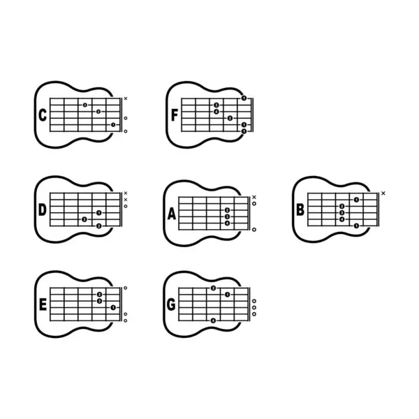 stock vector Basic Guitar Chords, Collection of vector Guitar Chords