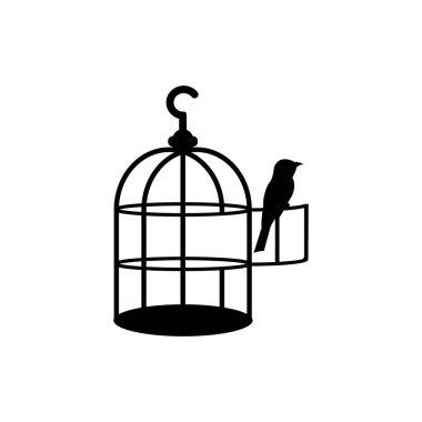 Kuş kafesi sembolü logo simgesi, vektör illüstrasyon tasarımı
