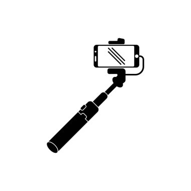 Selfie çubuğu logo simgesi simgesi, vektör illüstrasyon tasarımı