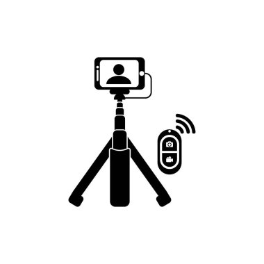 Selfie çubuğu logo simgesi simgesi, vektör illüstrasyon tasarımı