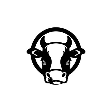 İnek başı simgesi logo simgesi, tasarım vektörü illüstrasyon şablonu